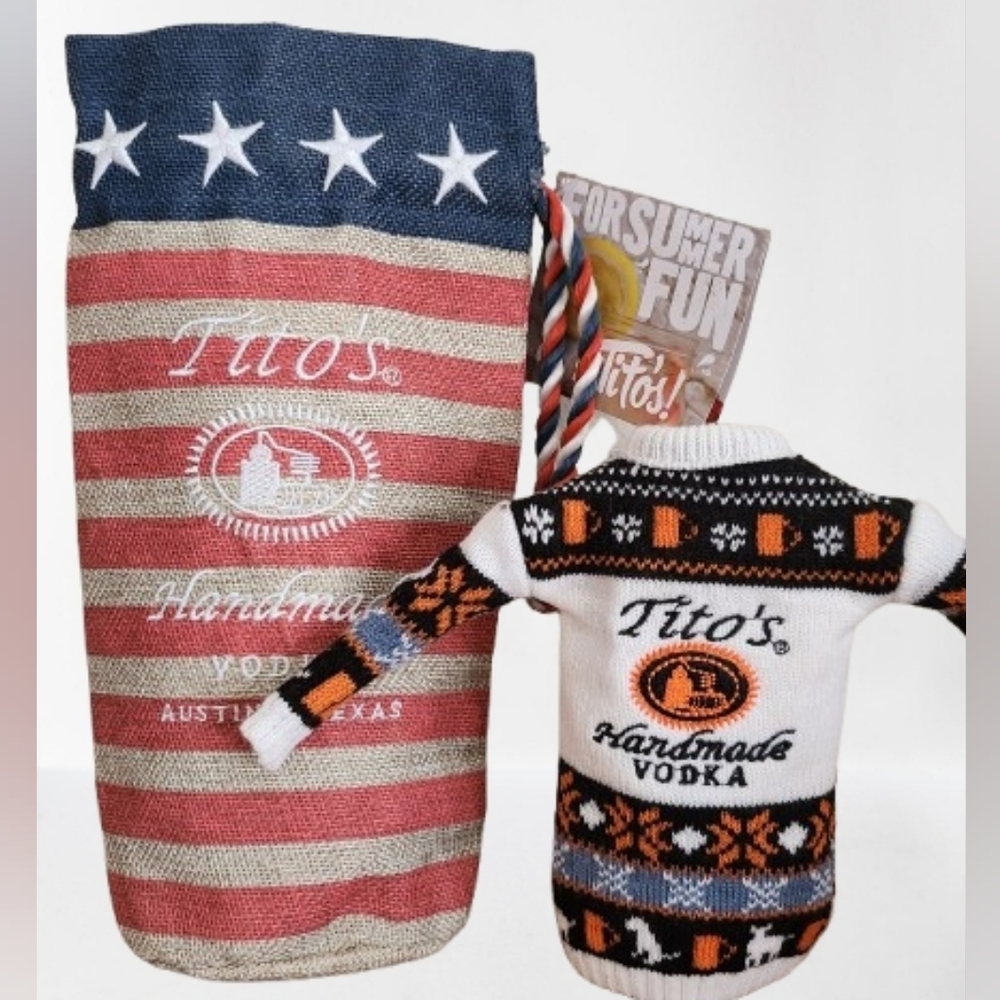 Tito’s Handmade Vodka Bottle Sweater & Gift Bag Austin Texas